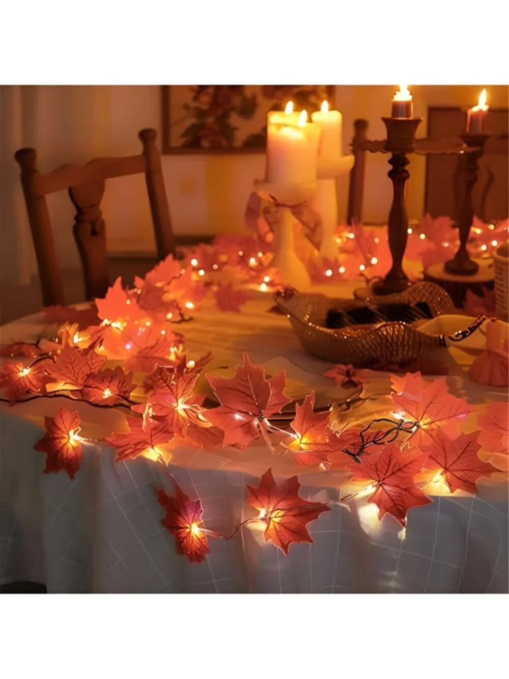 2 Pack Thanksgiving Maple Leaf String Lights, Total 20FT 40 LED